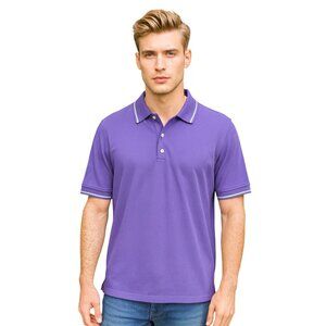 Robert Graham Men's Purple Short Sleeve 100% Cotton Pique Polo Shirt M